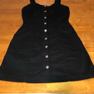 H&M black denim button down mini dress